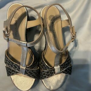 Eric Michael Black and Silver Sandals with Elegant Design